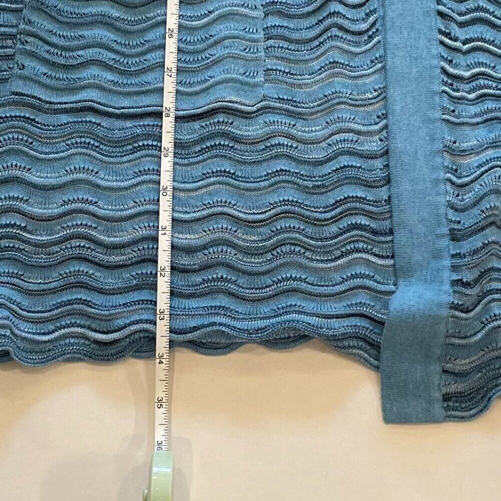 Isaac Mizrahi Live! Blue Wavy Boho Chevron Print Long Open Cardigan Duster, XL - Picture 12 of 12